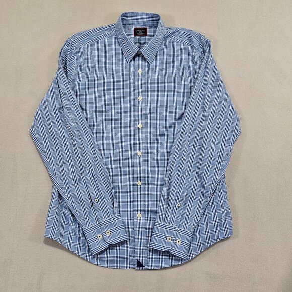 UNTUCKit Shirt Mens L Blue White Plaid Button Up Slim Fit Morisoli - Picture 1 of 10